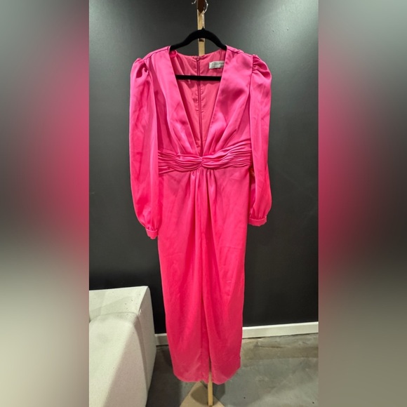 Ieena Mac Duggal satin twist pink jumpsuit - Picture 4 of 12